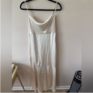 Lulus White\Ivory Satin Slip Dress NWT large